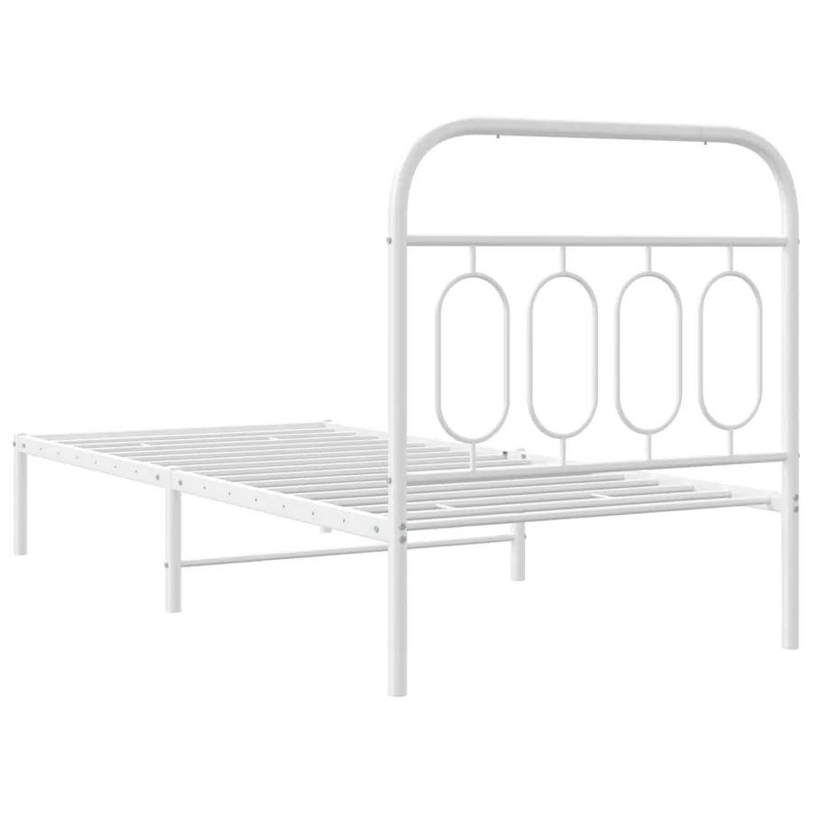 Cadre de lit métal sans matelas avec tête de lit blanc 90x200cm - 6