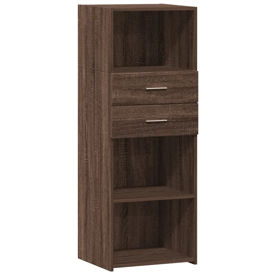 Buffet haut chêne marron 45x42,5x124 cm bois d'ingénierie - 2