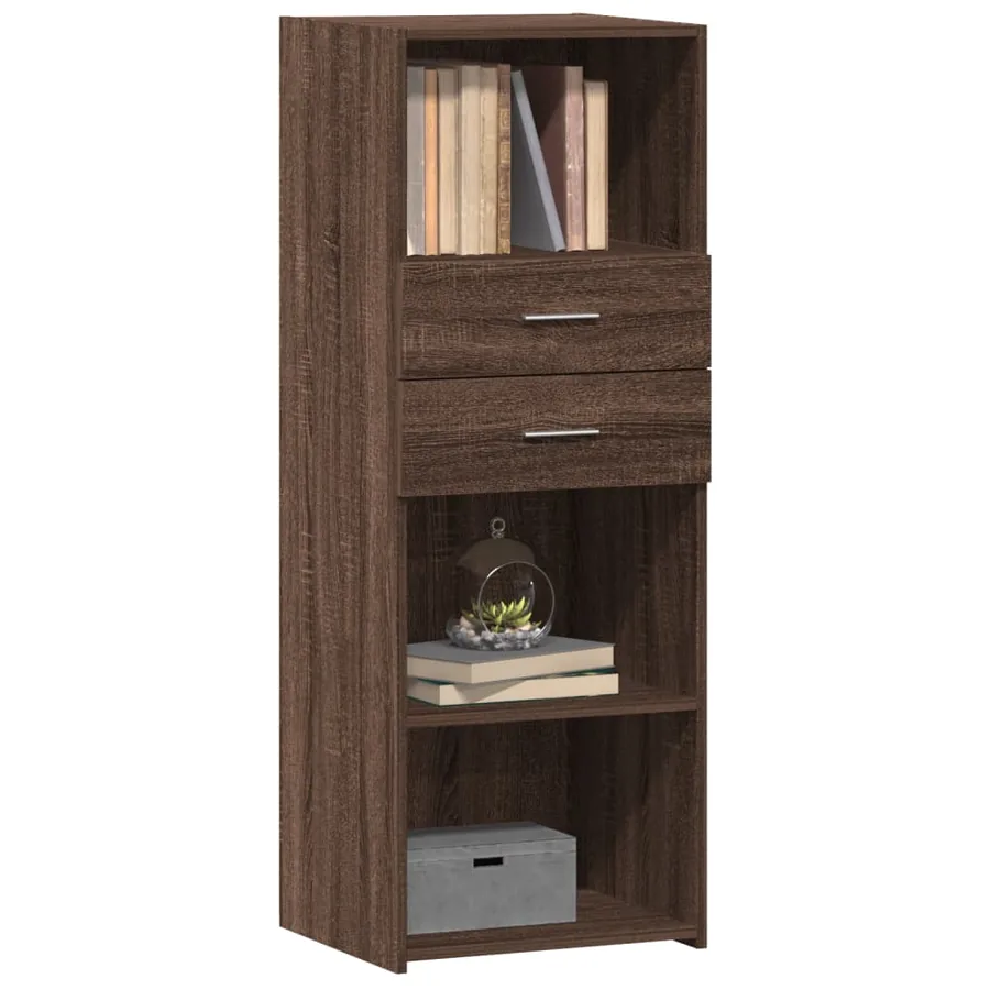 Buffet haut chêne marron 45x42,5x124 cm bois d'ingénierie - 3