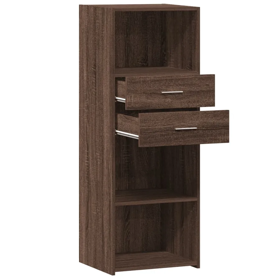 Buffet haut chêne marron 45x42,5x124 cm bois d'ingénierie - 7