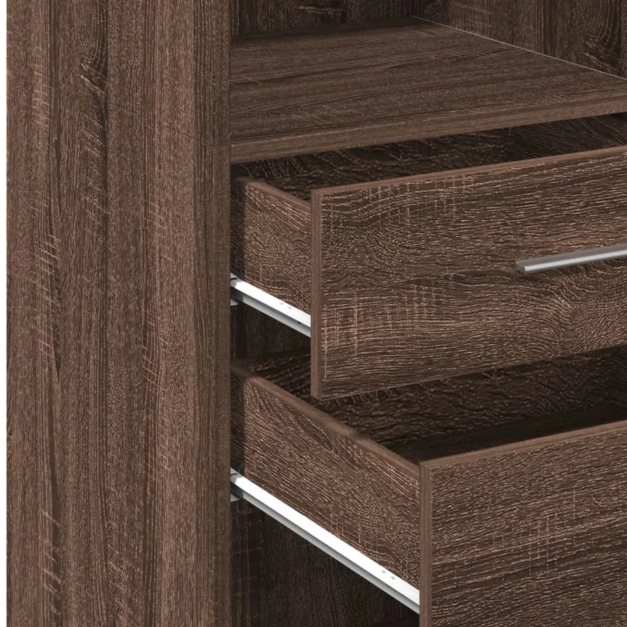 Buffet haut chêne marron 45x42,5x124 cm bois d'ingénierie - 8