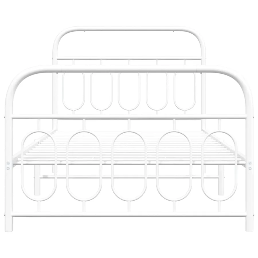 Cadre de lit métal sans matelas et pied de lit blanc 100x190 cm - 4