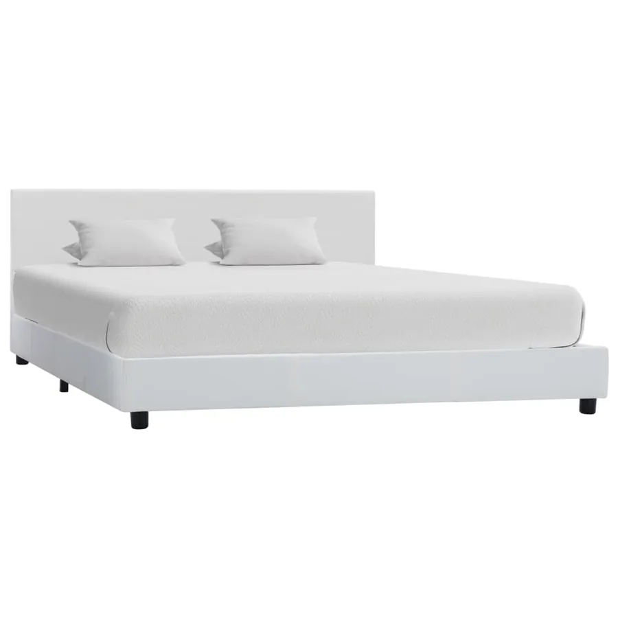 Cadre de lit sans matelas blanc similicuir 120x200 cm