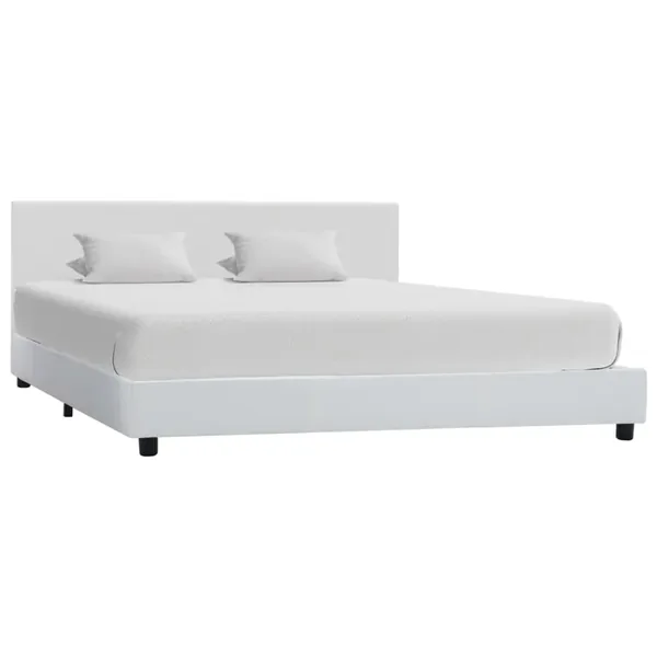 Cadre de lit sans matelas blanc similicuir 120x200 cm