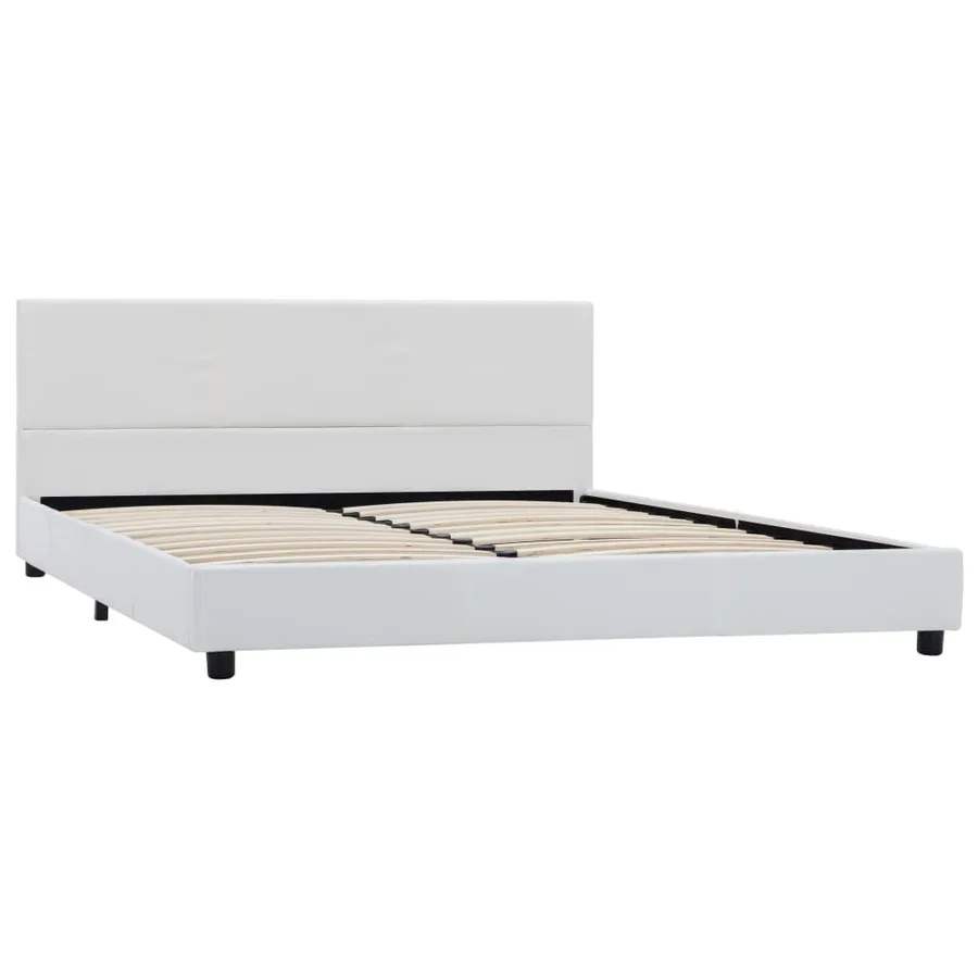Cadre de lit sans matelas blanc similicuir 120x200 cm - 2