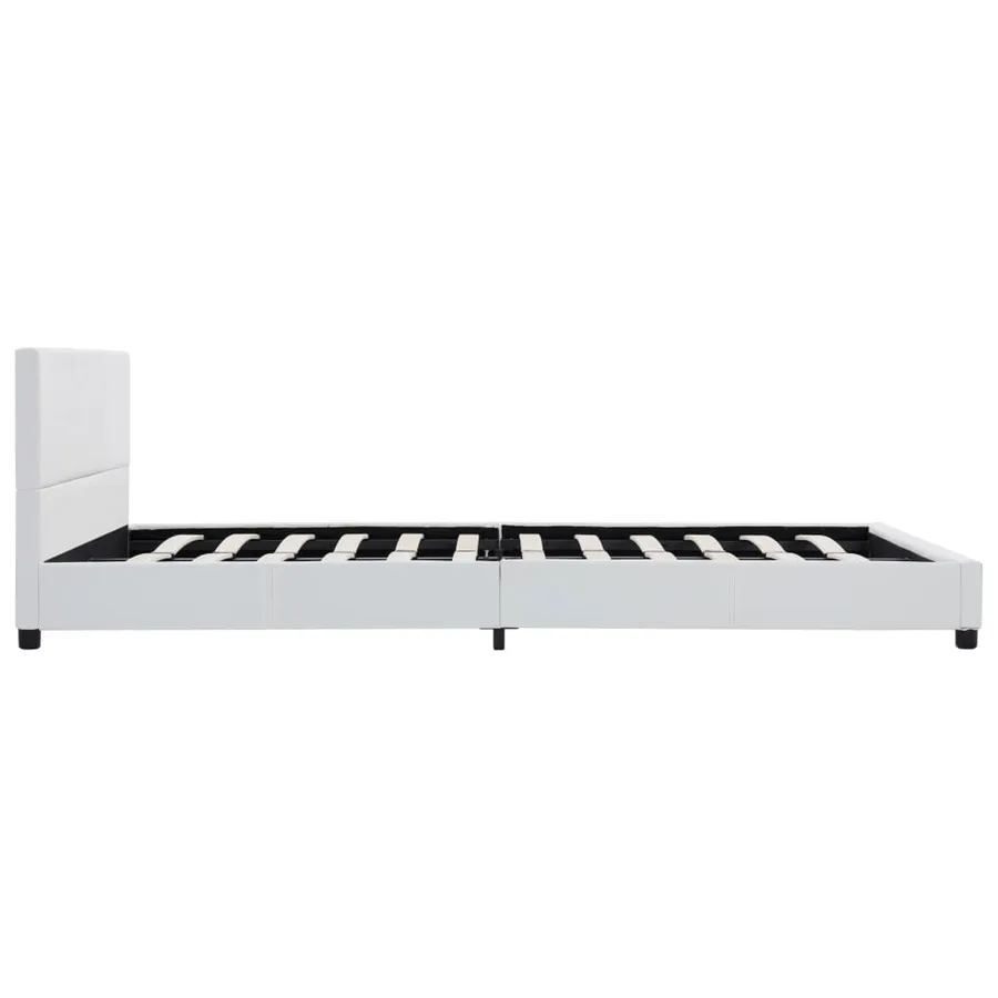 Cadre de lit sans matelas blanc similicuir 120x200 cm - 4
