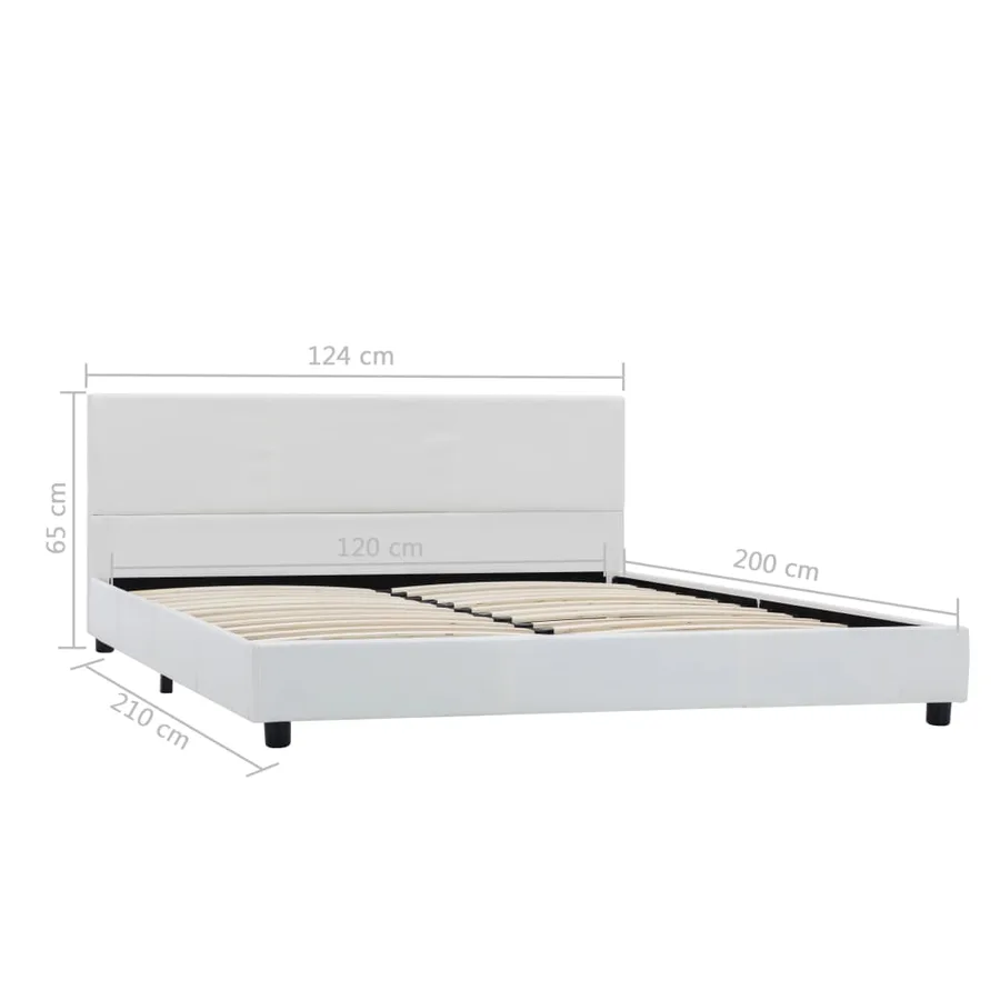 Cadre de lit sans matelas blanc similicuir 120x200 cm - 7