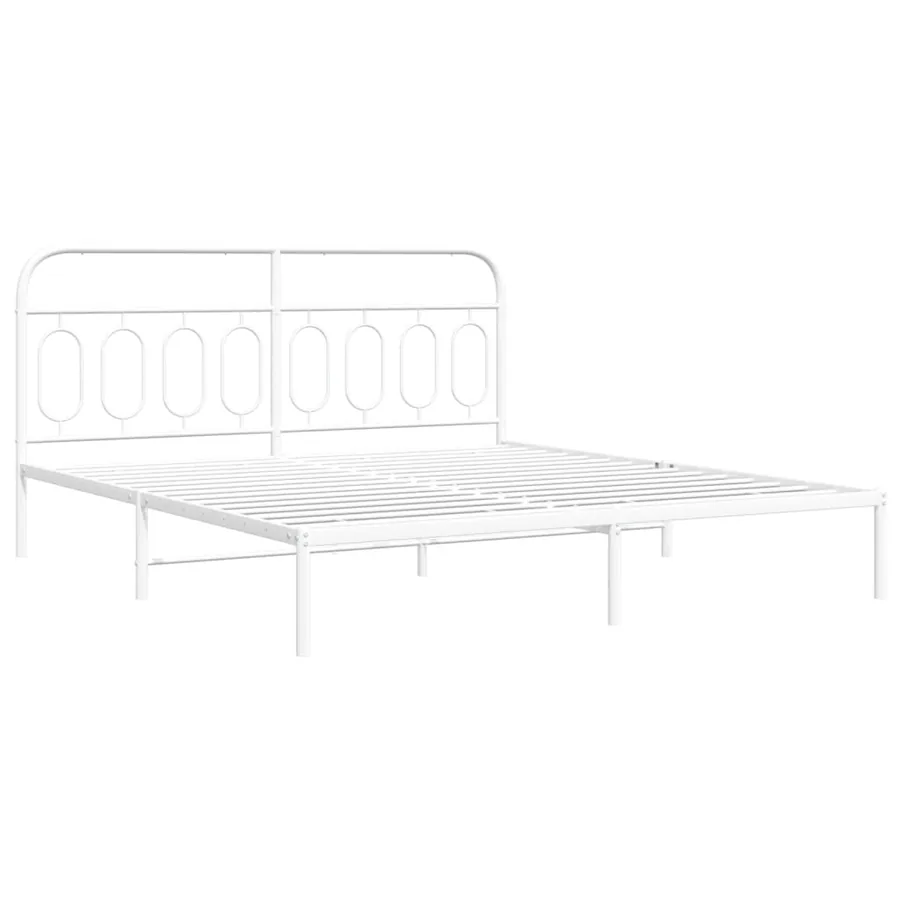 Cadre de lit métal sans matelas et tête de lit blanc 183x213 cm - 3