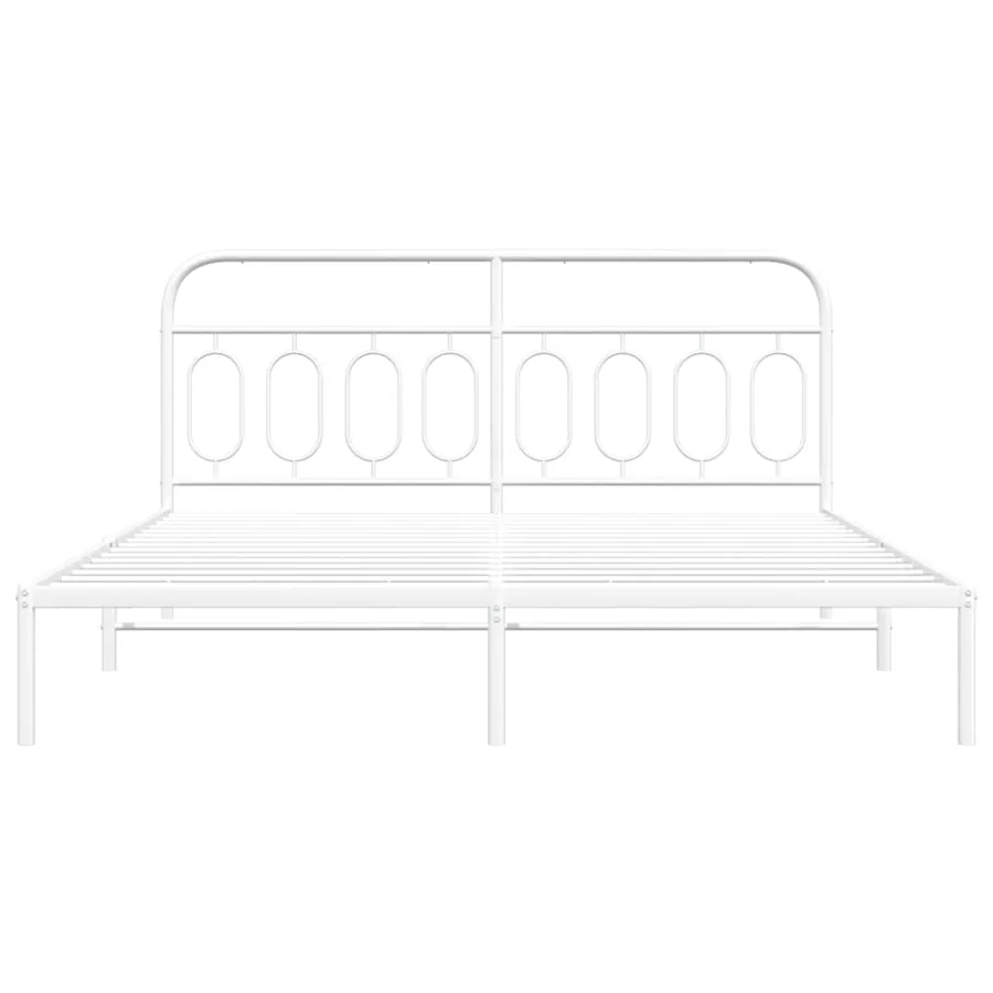 Cadre de lit métal sans matelas et tête de lit blanc 183x213 cm - 4