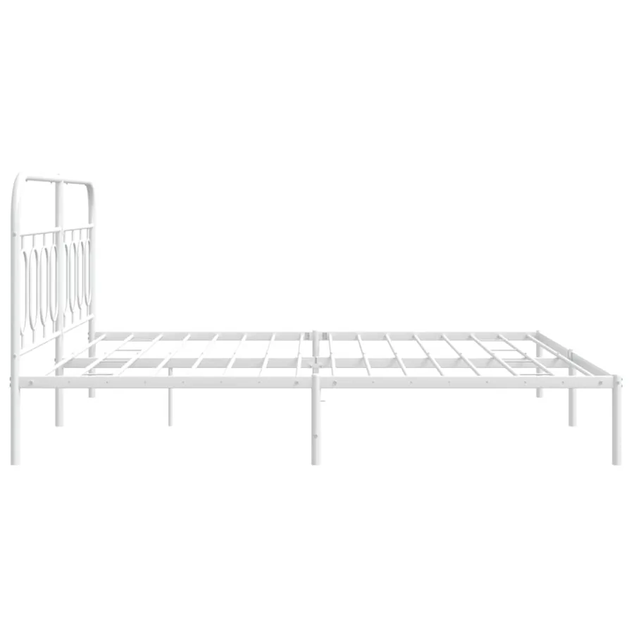 Cadre de lit métal sans matelas et tête de lit blanc 183x213 cm - 5