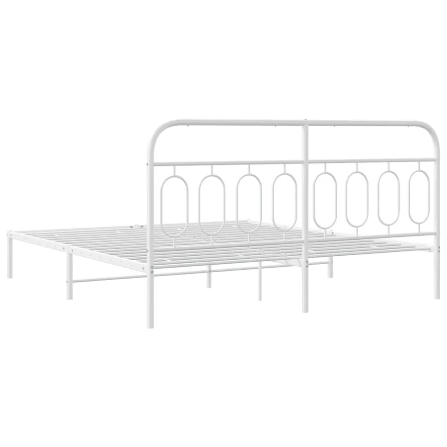 Cadre de lit métal sans matelas et tête de lit blanc 183x213 cm - 6