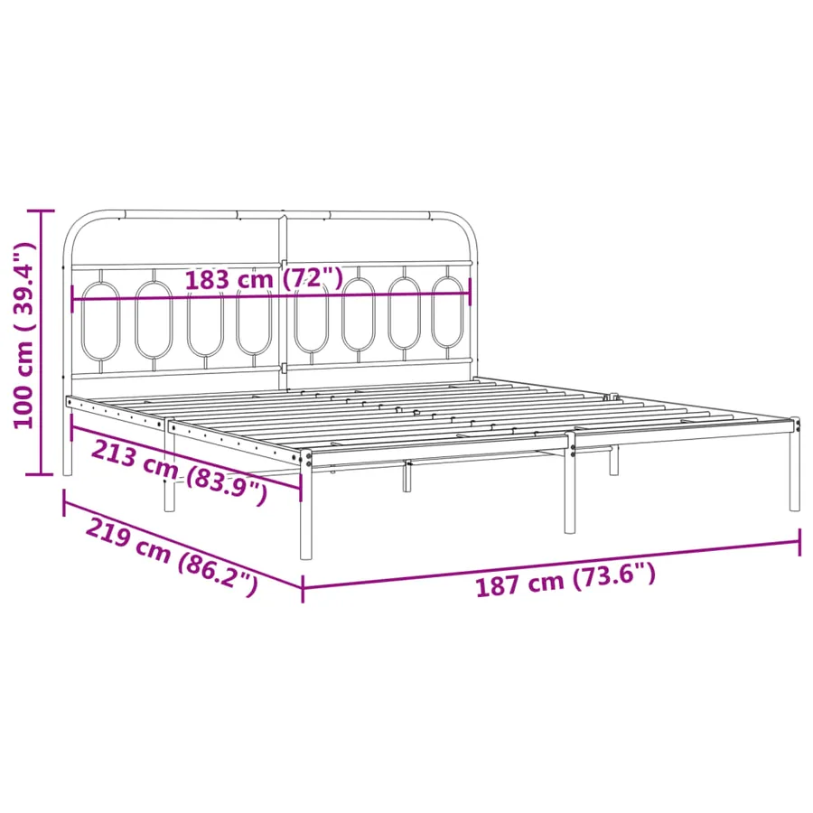 Cadre de lit métal sans matelas et tête de lit blanc 183x213 cm - 8