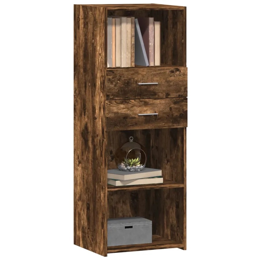 Buffet haut chêne fumé 45x42,5x124 cm bois d'ingénierie - 3