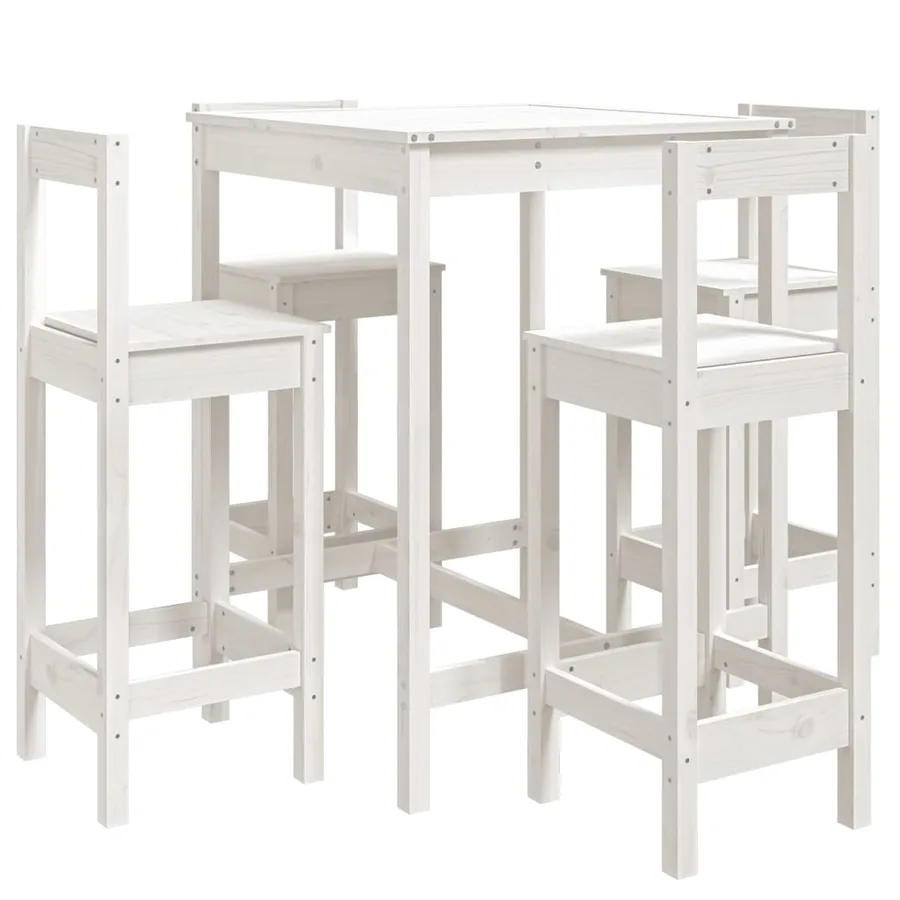 Ensemble de bar de jardin 5 pcs blanc bois massif de pin - 2