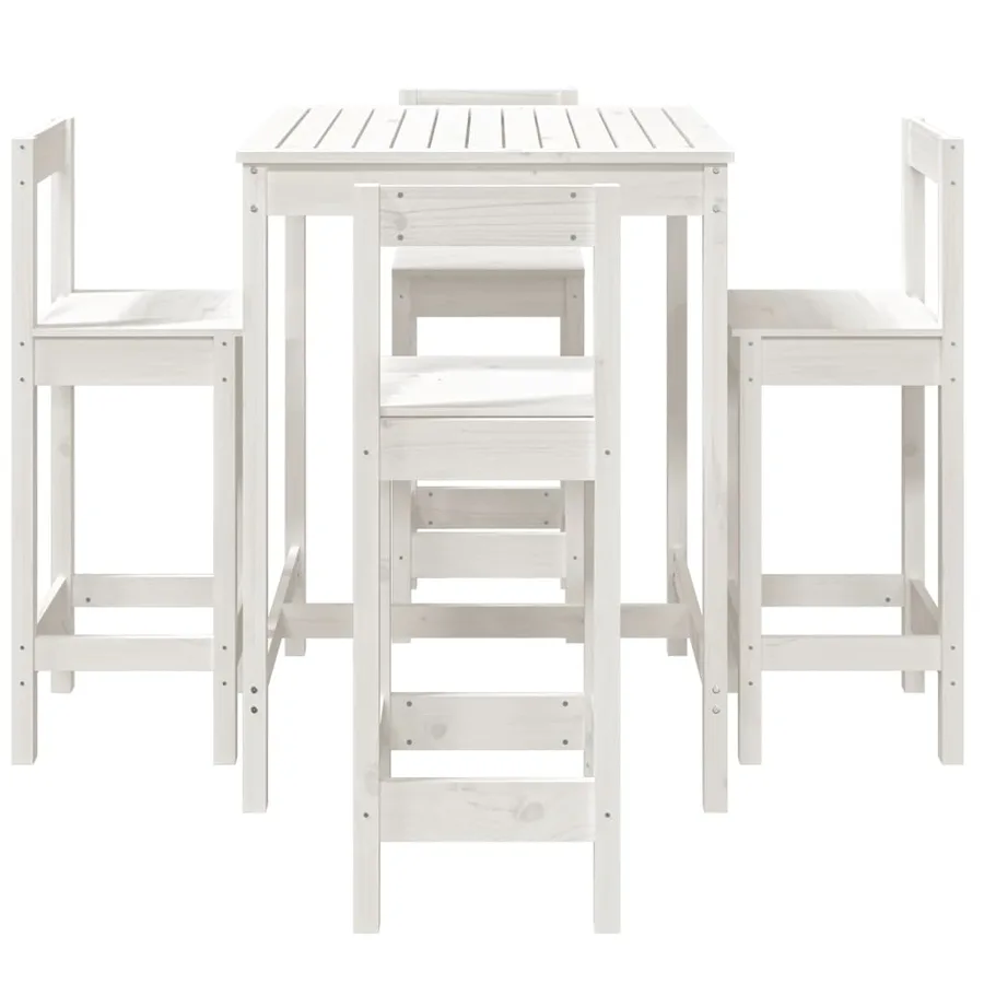 Ensemble de bar de jardin 5 pcs blanc bois massif de pin - 4