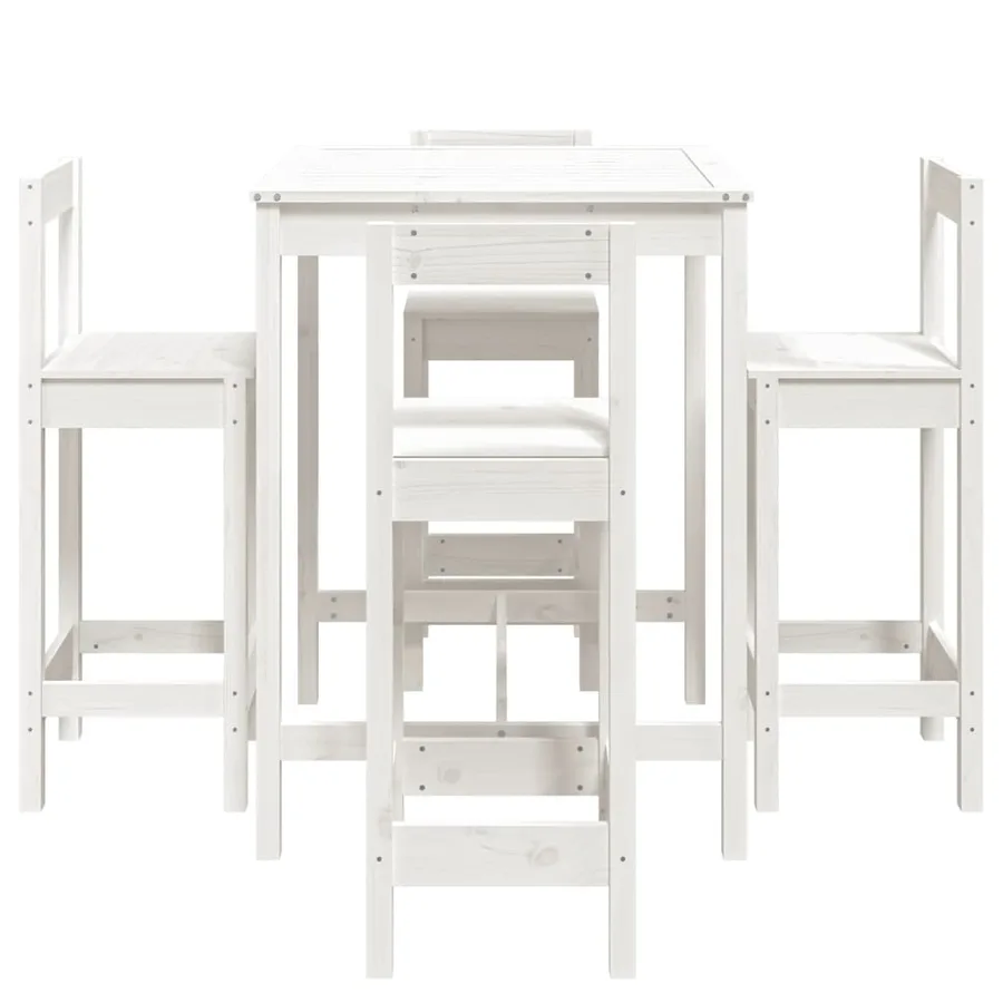 Ensemble de bar de jardin 5 pcs blanc bois massif de pin - 5