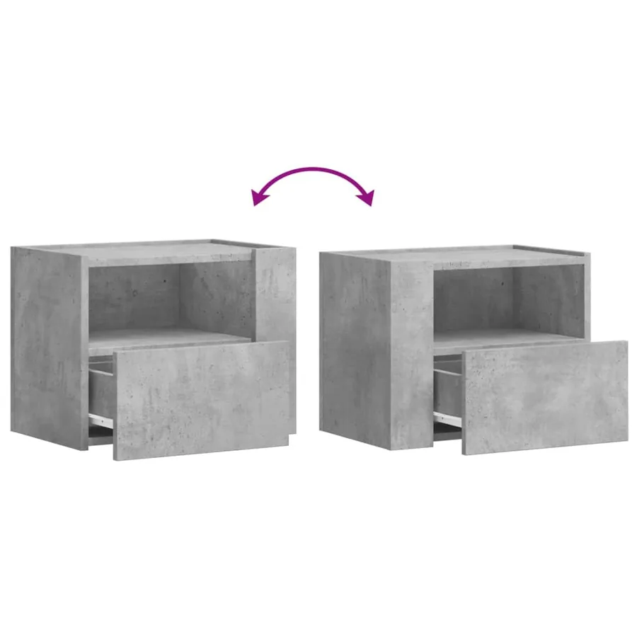 Table de chevet murale gris béton 45x30x35 cm - 8