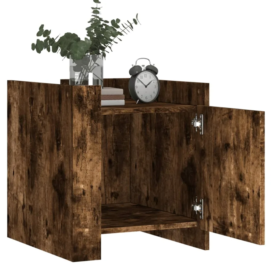 Table de chevet chêne fumé 45x50x50 cm bois d'ingénierie - 3
