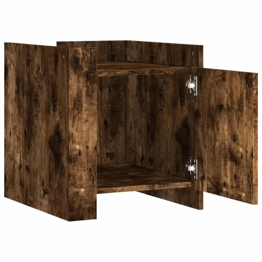 Table de chevet chêne fumé 45x50x50 cm bois d'ingénierie - 7