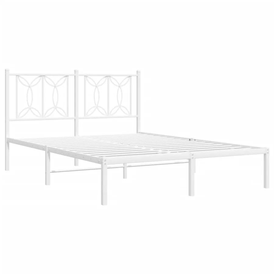 Cadre de lit métal sans matelas et tête de lit blanc 140x190 cm - 3