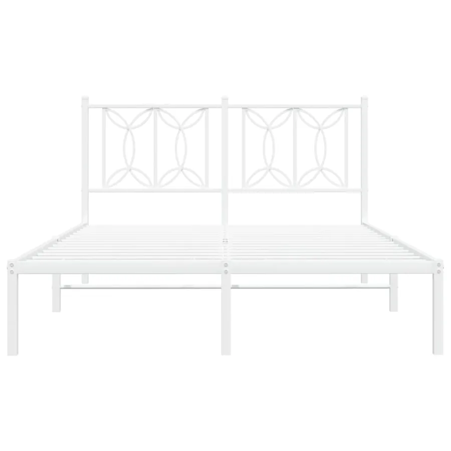 Cadre de lit métal sans matelas et tête de lit blanc 140x190 cm - 4