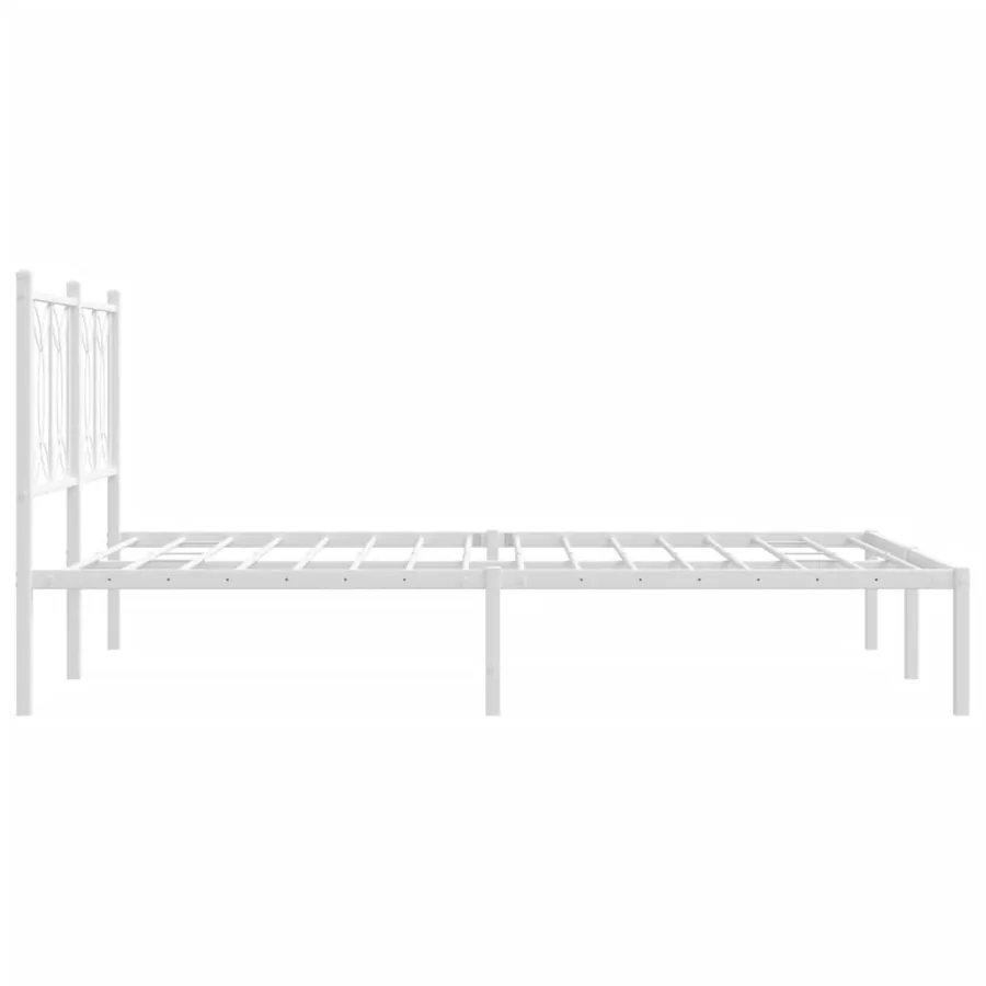Cadre de lit métal sans matelas et tête de lit blanc 140x190 cm - 5