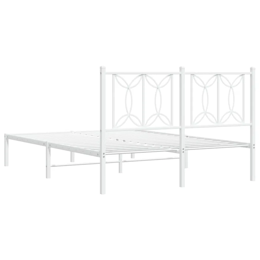 Cadre de lit métal sans matelas et tête de lit blanc 140x190 cm - 6