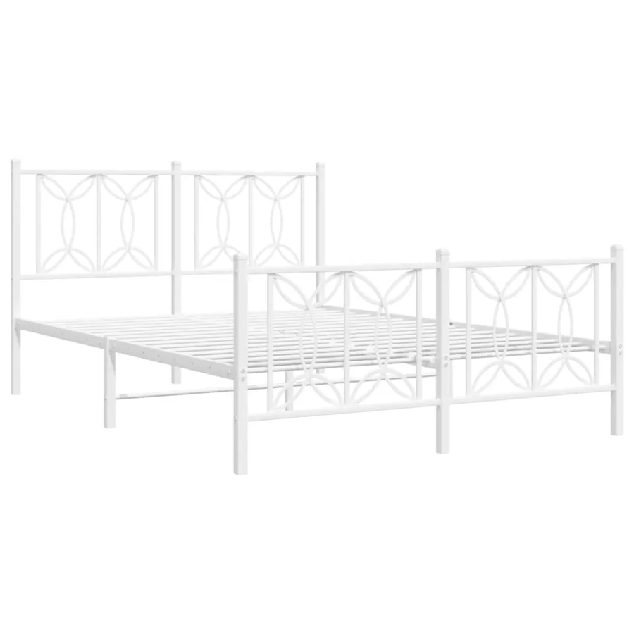 Cadre de lit métal sans matelas et pied de lit blanc 140x200 cm - 3