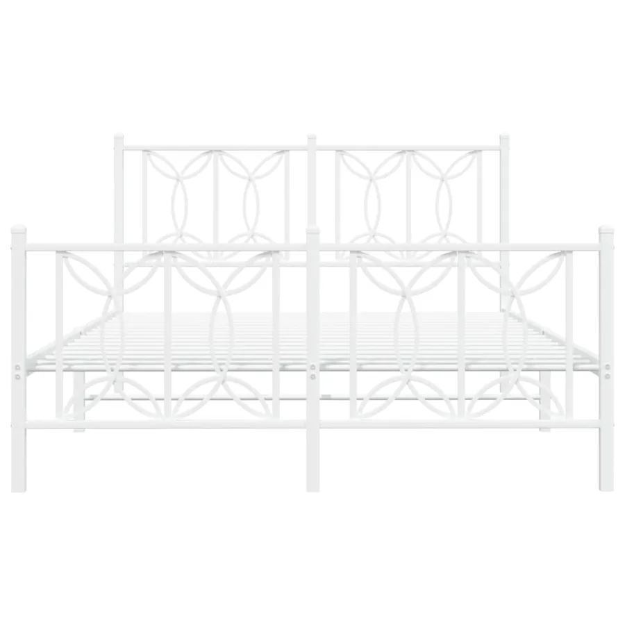 Cadre de lit métal sans matelas et pied de lit blanc 140x200 cm - 4