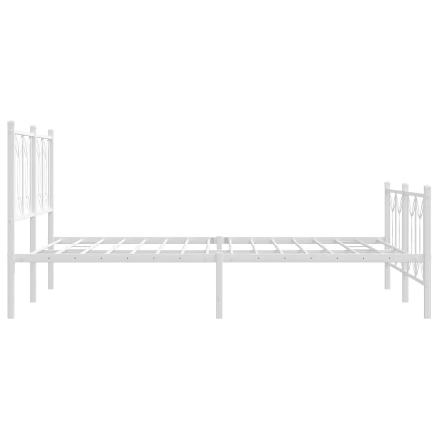 Cadre de lit métal sans matelas et pied de lit blanc 140x200 cm - 5