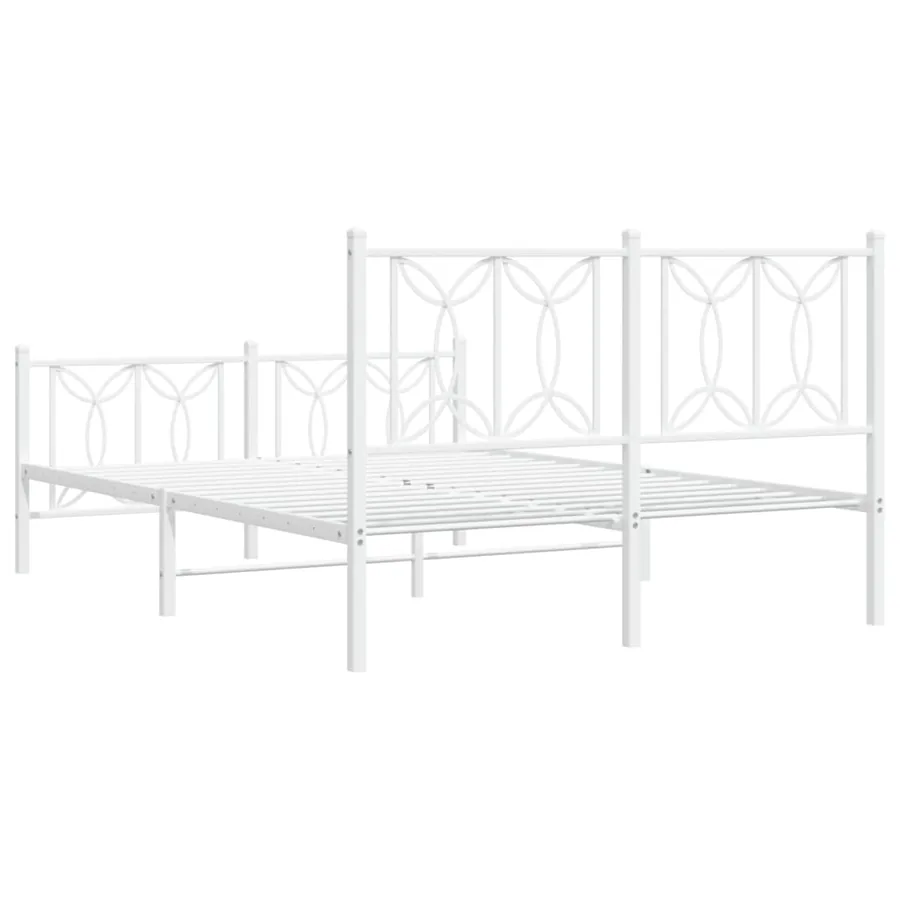 Cadre de lit métal sans matelas et pied de lit blanc 140x200 cm - 6