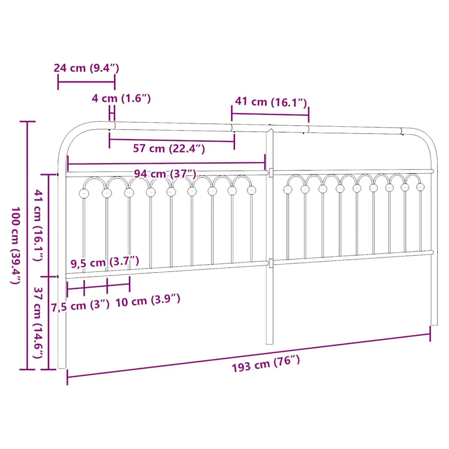 Tête de lit de remplacement métal blanc 193 cm - 6