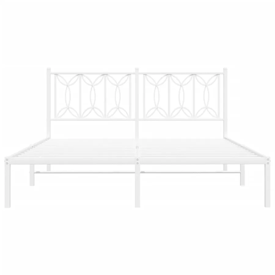 Cadre de lit métal sans matelas et tête de lit blanc 160x200 cm - 4