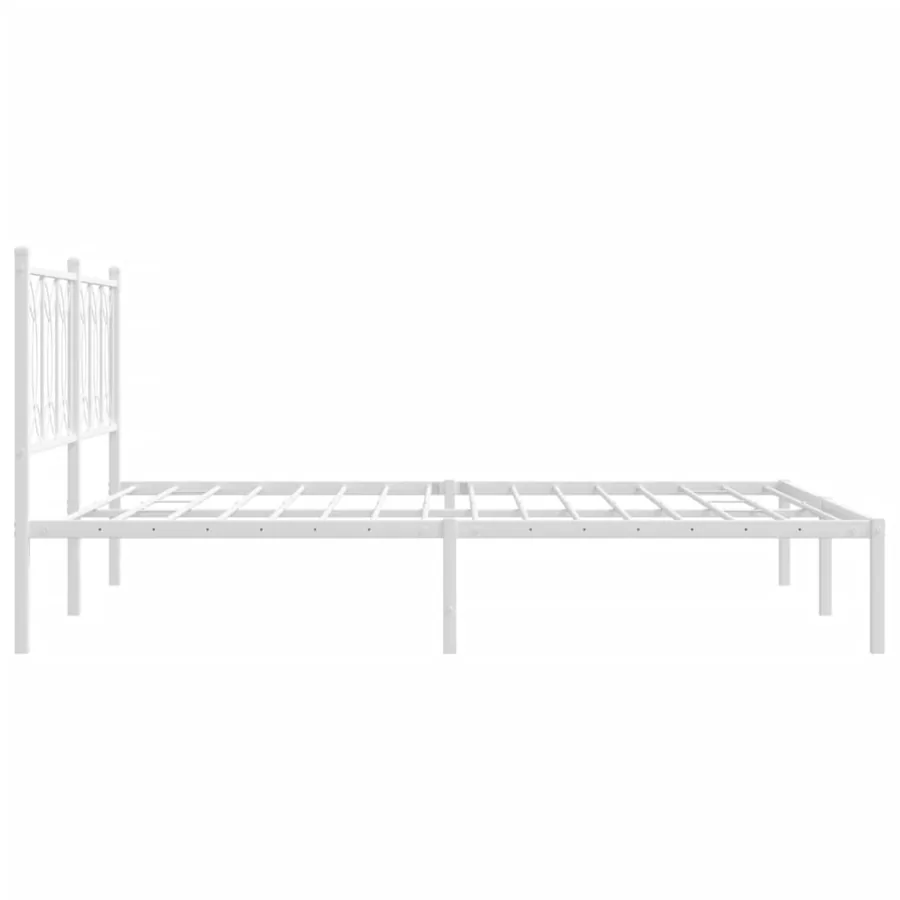 Cadre de lit métal sans matelas et tête de lit blanc 160x200 cm - 5