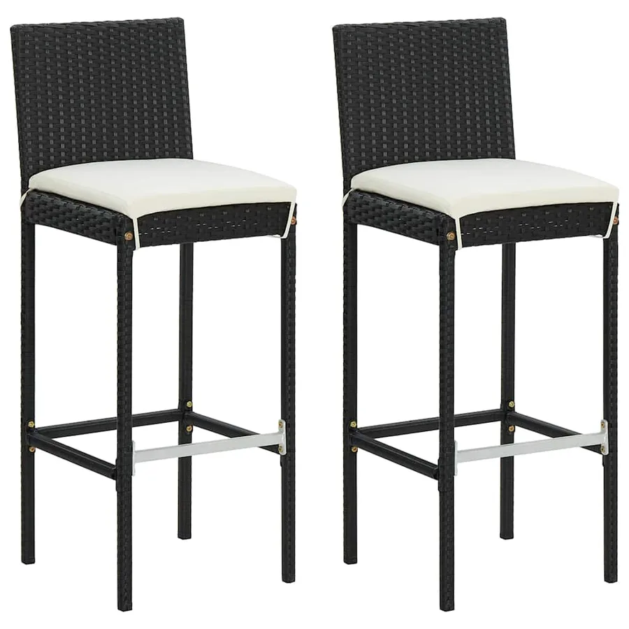 Ensemble de bar de jardin 3 pcs et coussins Résine tressée Noir - 7