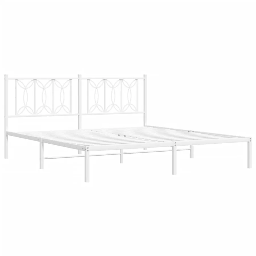 Cadre de lit métal sans matelas et tête de lit blanc 183x213 cm - 3