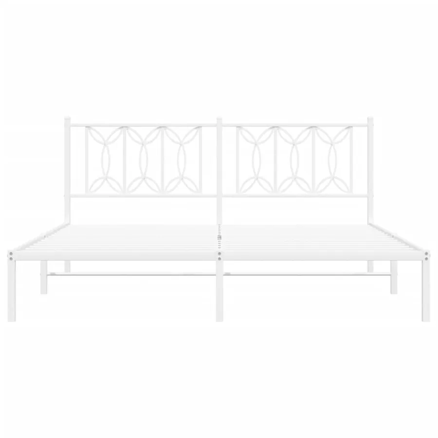 Cadre de lit métal sans matelas et tête de lit blanc 183x213 cm - 4