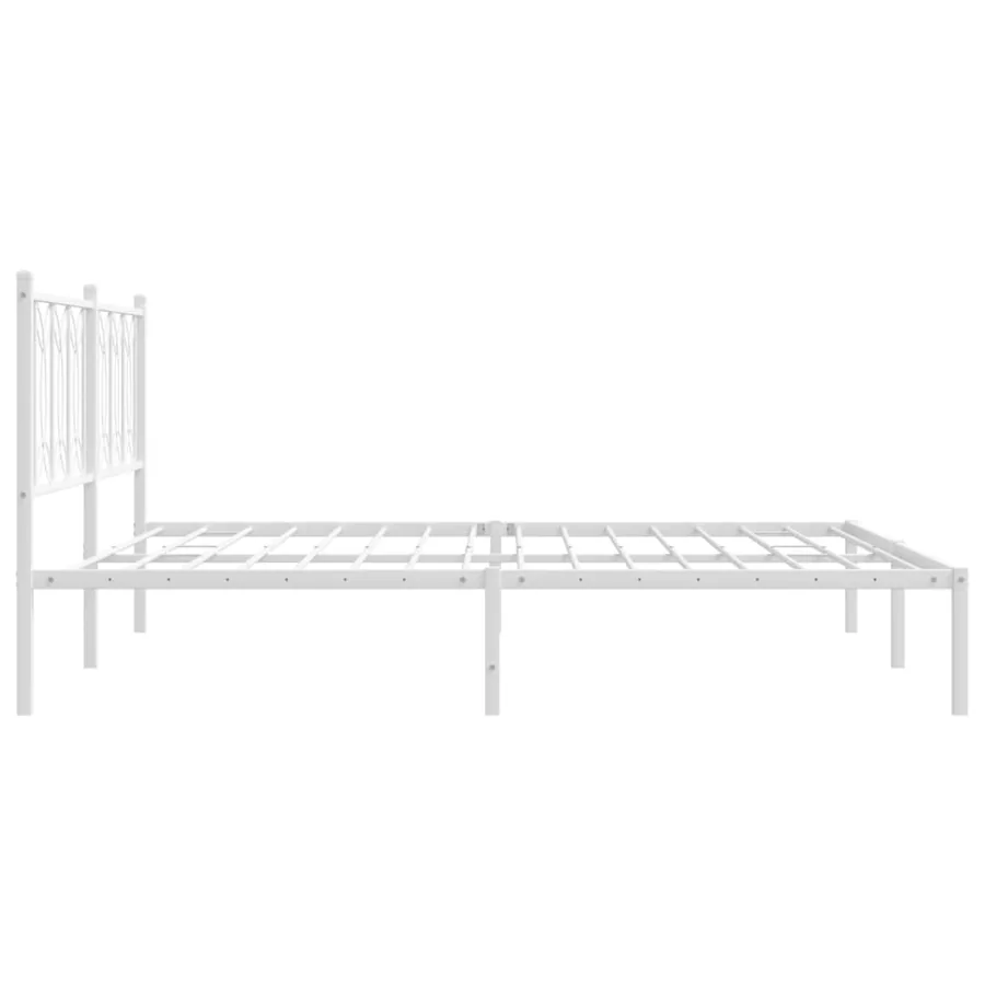 Cadre de lit métal sans matelas et tête de lit blanc 183x213 cm - 5