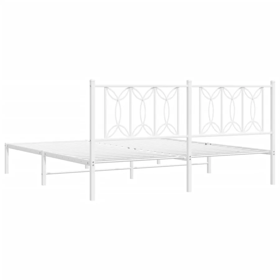 Cadre de lit métal sans matelas et tête de lit blanc 183x213 cm - 6
