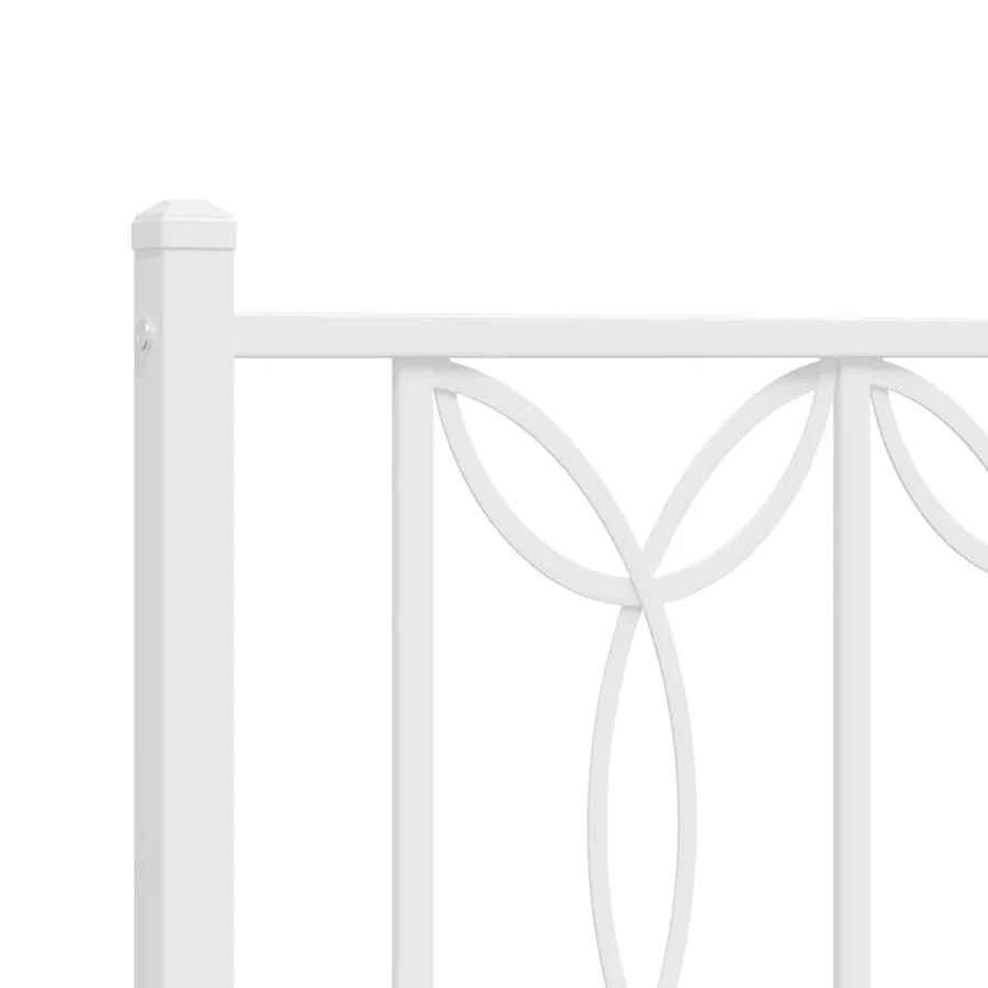 Cadre de lit métal sans matelas et tête de lit blanc 183x213 cm - 7