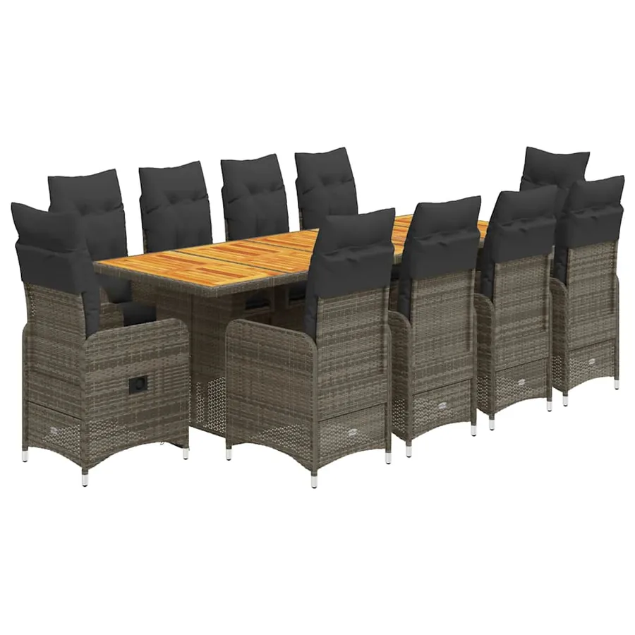 Ensemble de bistro de jardin 11 pcs coussins gris poly rotin - 2