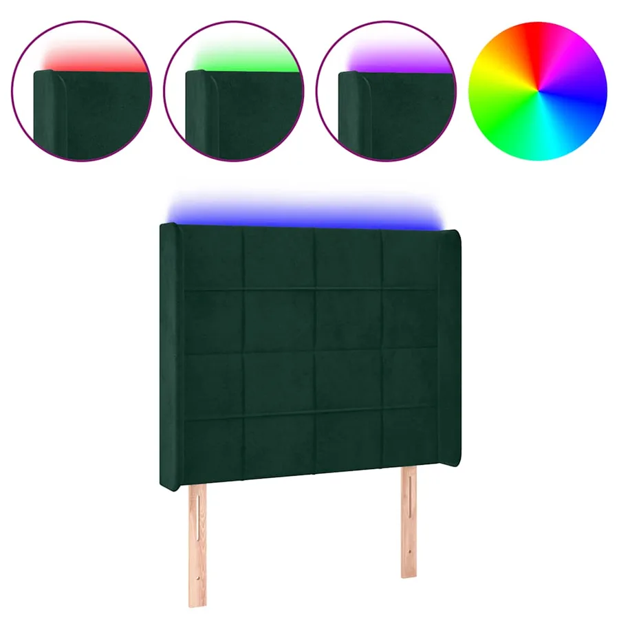 Tête de lit à LED Vert foncé 93x16x118/128 cm Velours - 2
