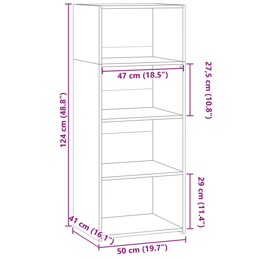 Buffet haut sonoma gris 50x41x124 cm bois d'ingénierie - 9