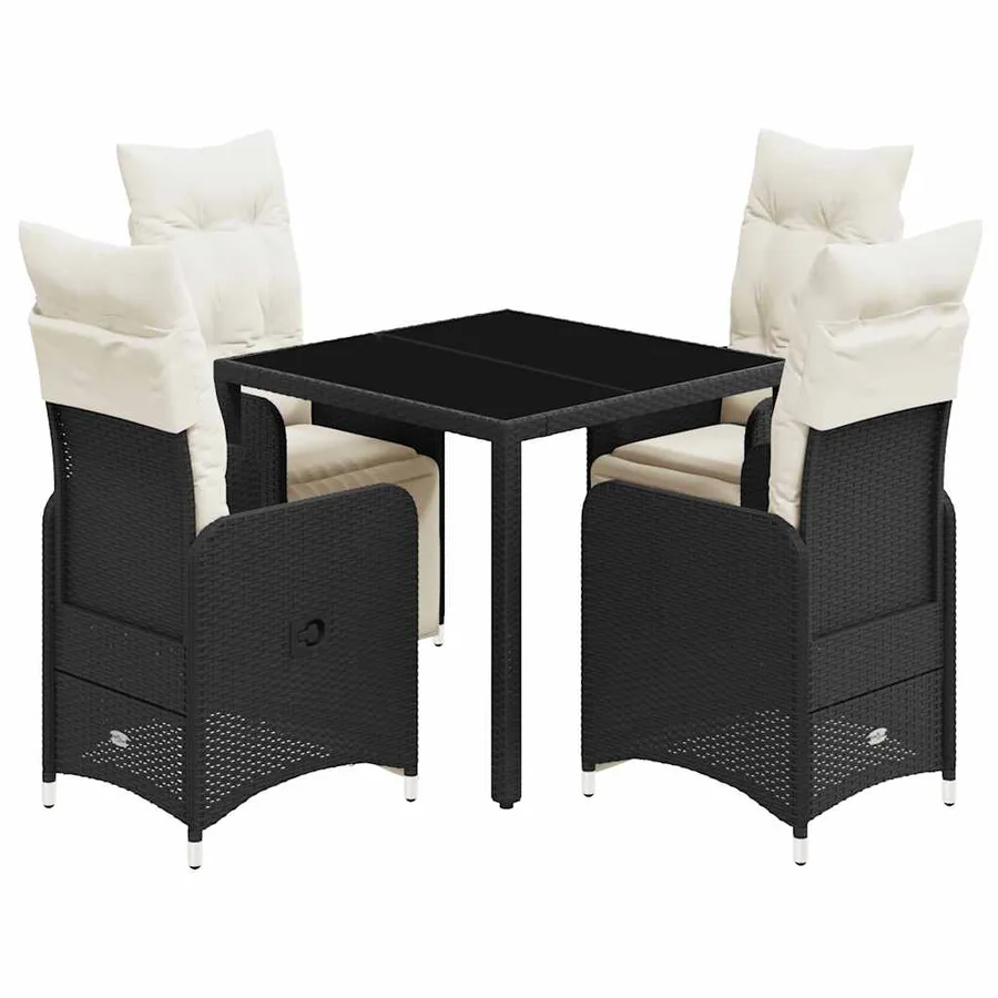 Ensemble de bistro de jardin 5 pcs coussins noir poly rotin - 2