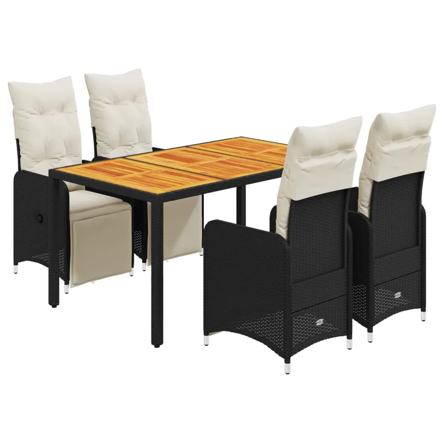 Ensemble de bistro de jardin 5 pcs coussins noir poly rotin - 2