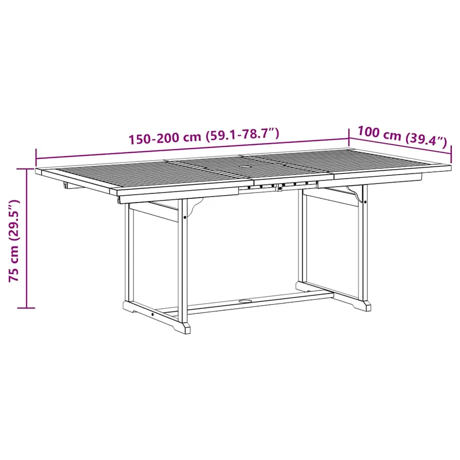 Ensemble à Manger de jardin 7pcs bois d'acacia solide textilène - 15