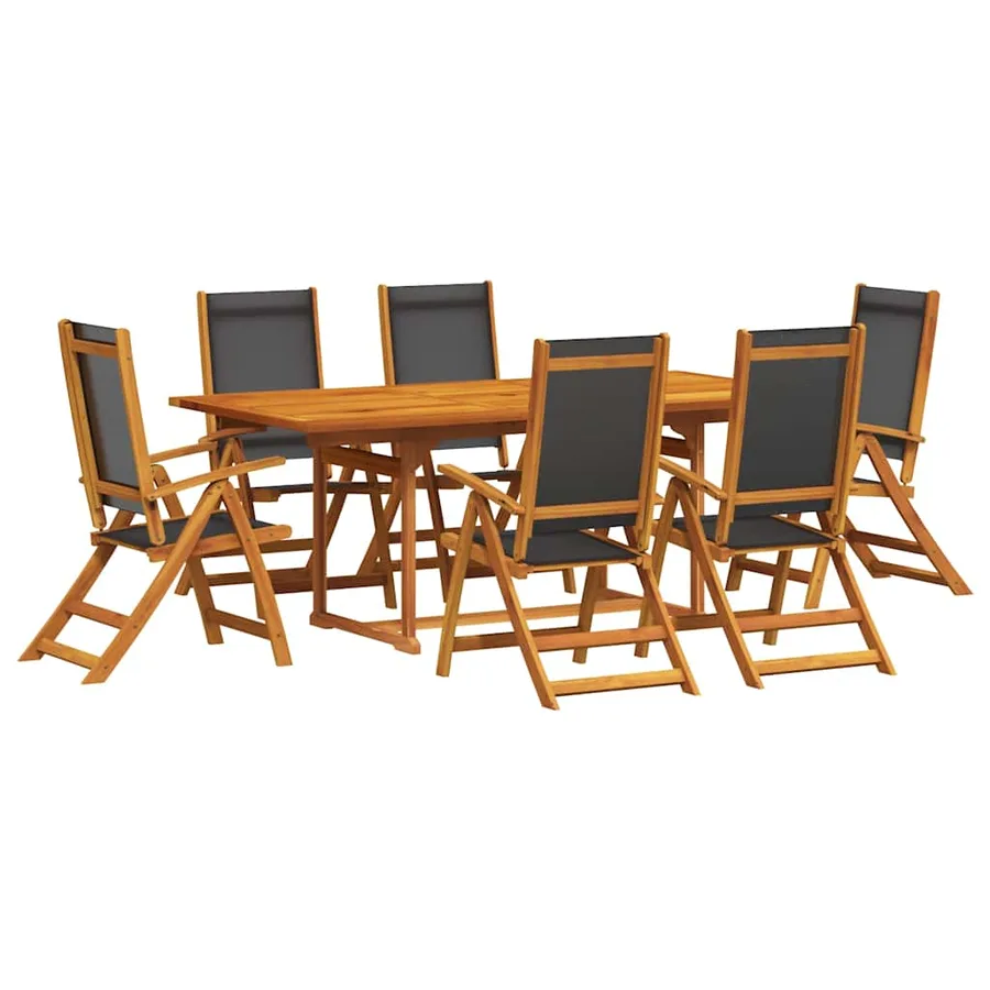 Ensemble à Manger de jardin 7pcs bois d'acacia solide textilène - 2