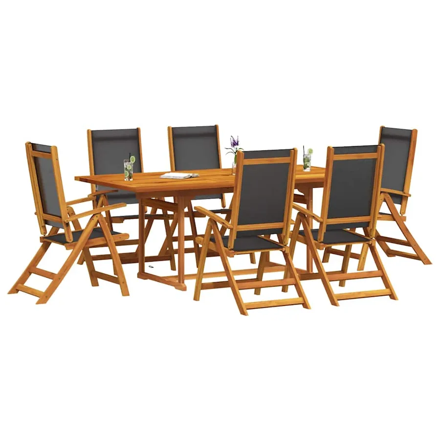 Ensemble à Manger de jardin 7pcs bois d'acacia solide textilène - 3