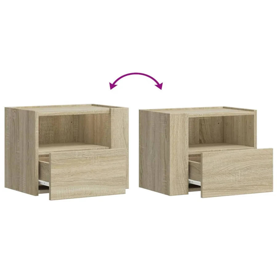 Table de chevet murale chêne sonoma 45x30x35 cm - 8