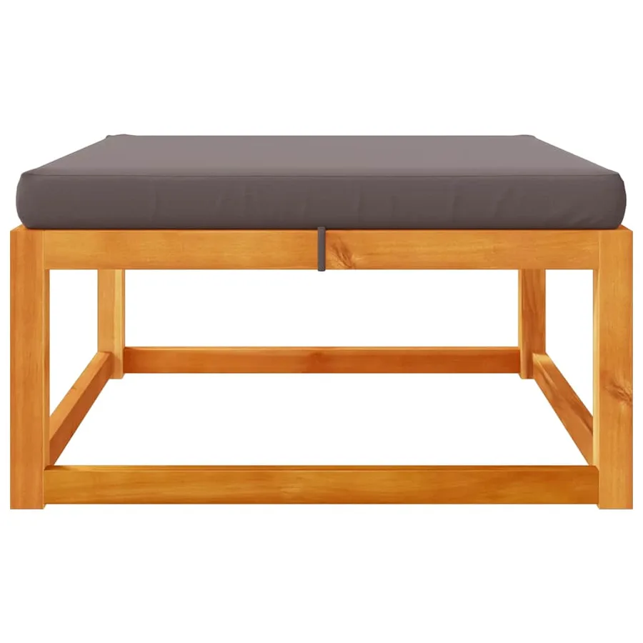 Repose-pied de jardin avec coussins bois massif d'acacia - 5